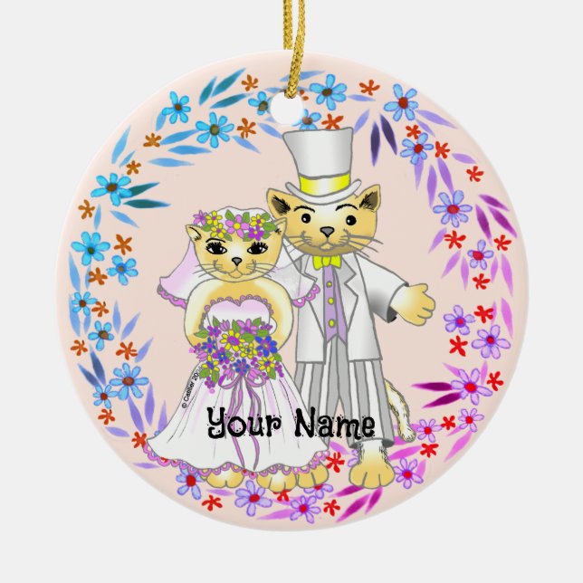 Katzenbräune und Katzenverzierung Keramik Ornament (Vorne)