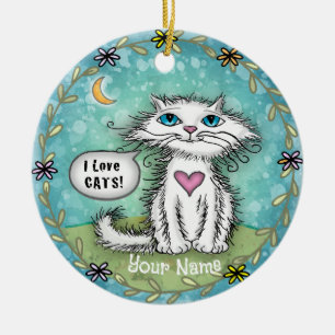 Katzenbrille Katze I Liebe Katzen Keramik Ornament
