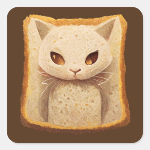 Katzenbrot 01 quadratischer aufkleber