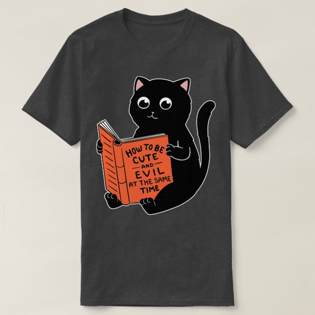 Katzenbuch niedlich und böse T-Shirt (Design vorne)