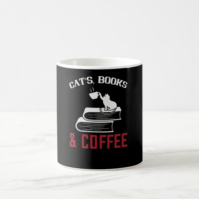 Katzenbücher und Kaffee Kaffeetasse (Mittel)