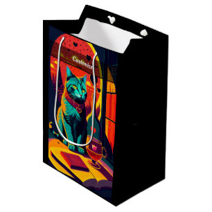 Katzenbücher und Wein im Sonnenschein Mittlere Geschenktüte