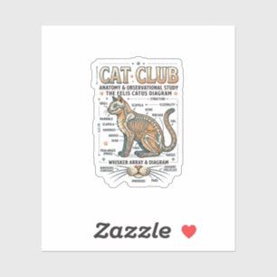 Katzenclub Katze Anatomie Wissenschaftliches Diagr Aufkleber