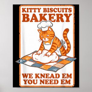 Katzencookies Bäckerei lustige Katze knetet Teig M Poster