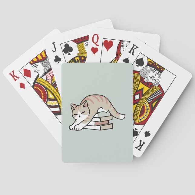 Katzendarstellung buchen - aufgerollt und gemütlic spielkarten (Rückseite)