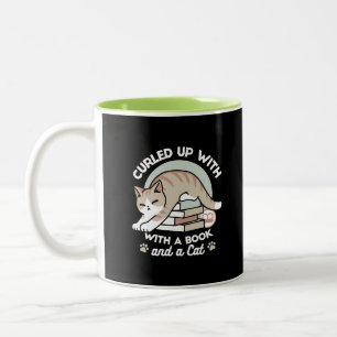 Katzendarstellung buchen - aufgerollt und gemütlic zweifarbige tasse