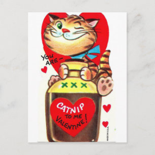 Katzendolde Vintage Valentinstag Postkarte
