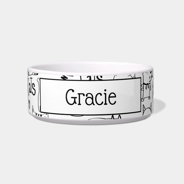 Katzendoodles, Muster aus schwarz-weiß Kätzchen Napf (Vorderseite)