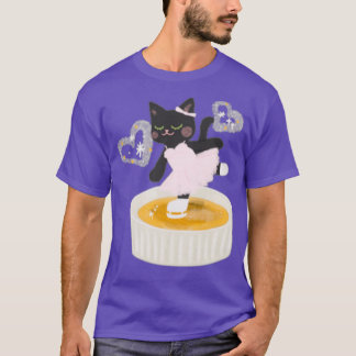 Katzenfigur Skaten auf einer Creme T-Shirt