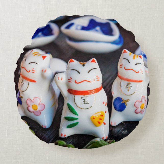 Katzenfiguren werden rundes kissen (Vorderseite)