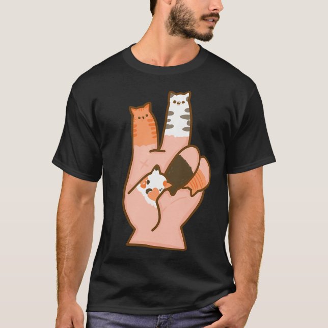 Katzenfinger Frieden T-Shirt (Vorderseite)