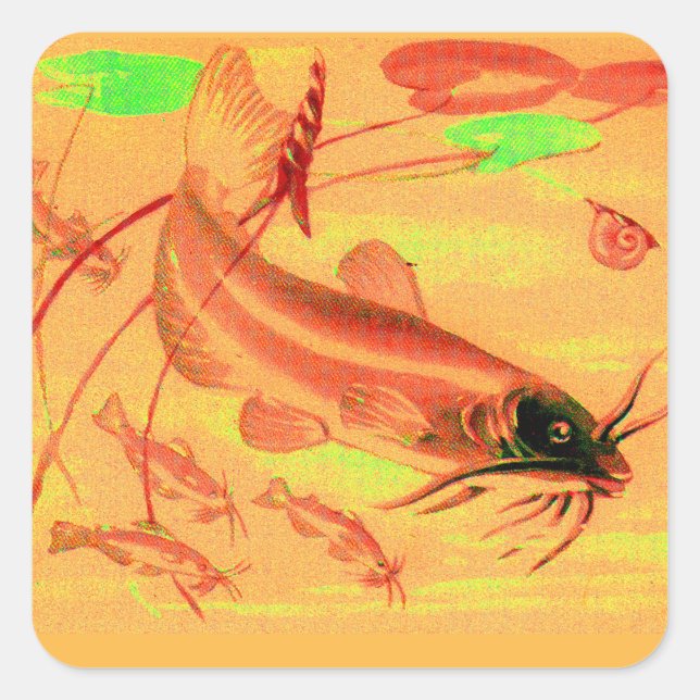 Katzenfisch Quadratischer Aufkleber (Vorderseite)