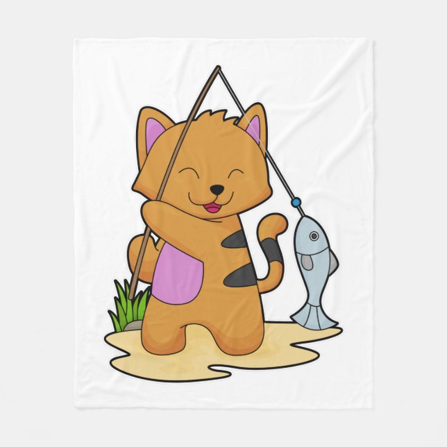 Katzenfische mit Angelstab und Fisch Fleecedecke (Vorderseite)