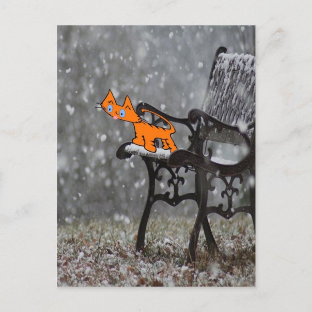 Katzenfische Schneeflocken an seinem Tong Postkarte (Vorderseite)