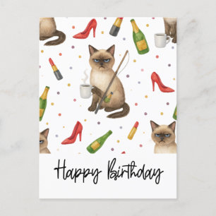 Katzenfischen Liebt Kaffee trinken Geburtstag Postkarte