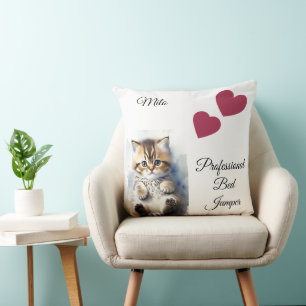 Katzenfoto mit humorvollen Zitaten, Pfote, Namen, Kissen