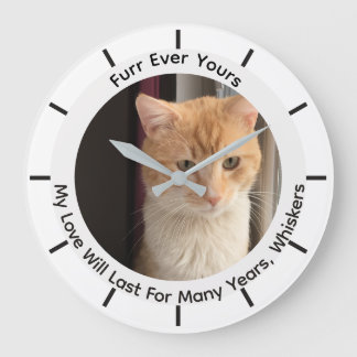 Katzenfoto und Name, austauschbar, Große Wanduhr