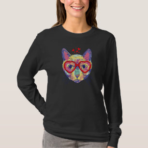 Katzenfrau Sonnenbrille Herz Süße Katze Mädchen Wo T-Shirt