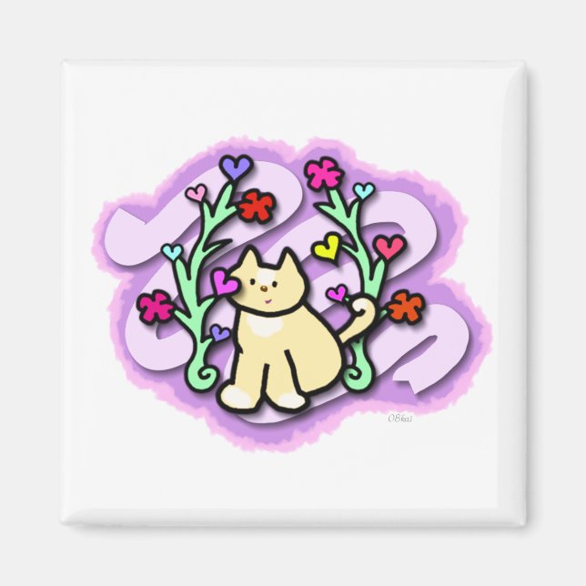 Katzengarten gefüllt mit Liebe und Farbe Magnet (Vorne)