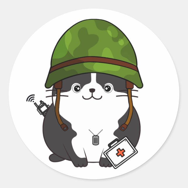 Katzengefecht Armeehelm Runder Aufkleber (Vorderseite)