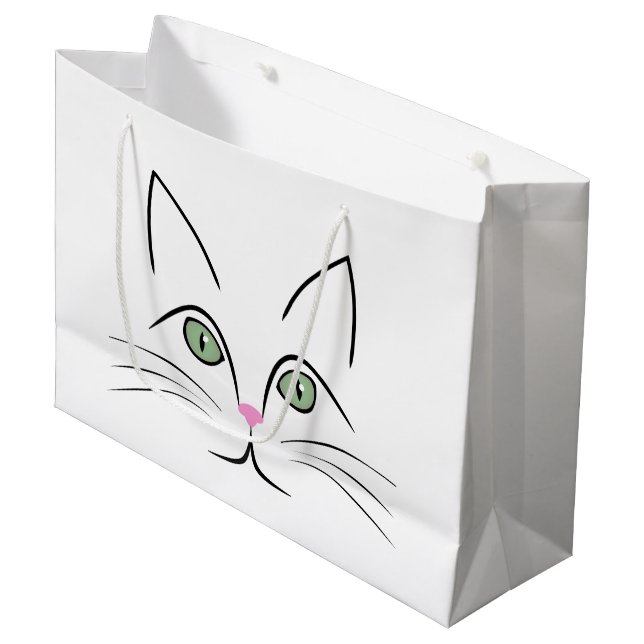 Katzengesicht Große Geschenktüte (Vorderseite Schrägansicht)