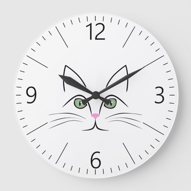 Katzengesicht Große Wanduhr (Vorderseite)