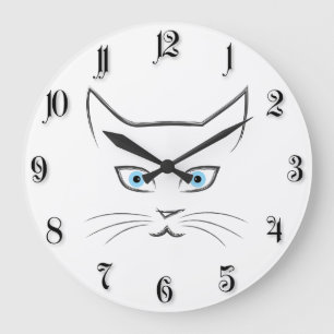 Katzengesicht Große Wanduhr