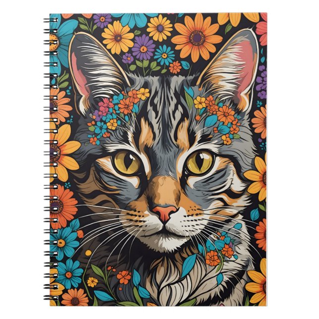 Katzengesicht in Blume Notizblock (Vorderseite)