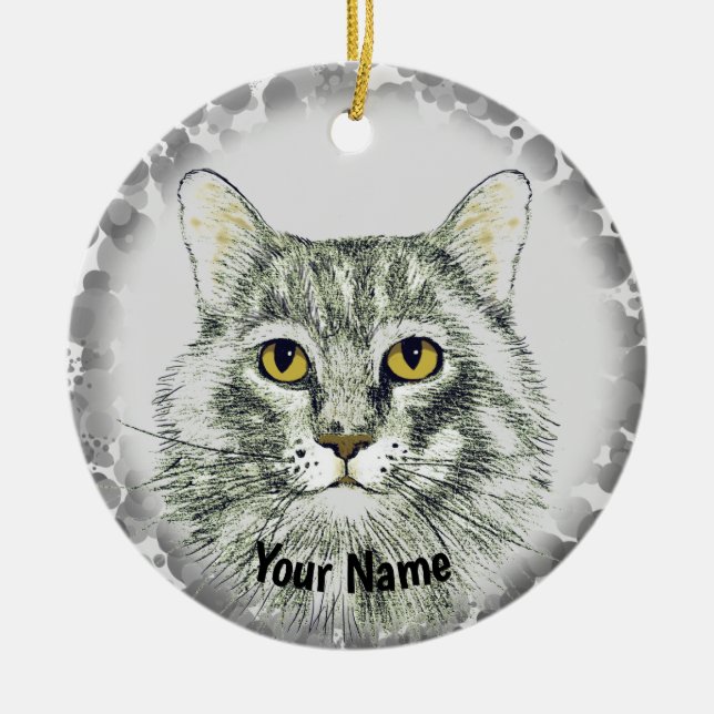 Katzengesicht Keramik Ornament (Vorne)