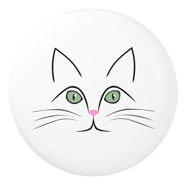 Katzengesicht Keramikknauf (Vorderseite)