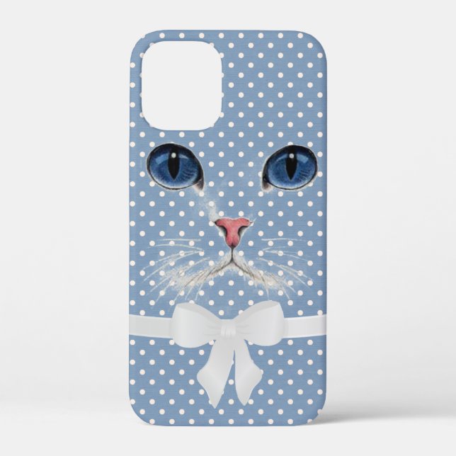 Katzengesicht mit Bogen auf Punkten Case-Mate iPhone Hülle (Rückseite)