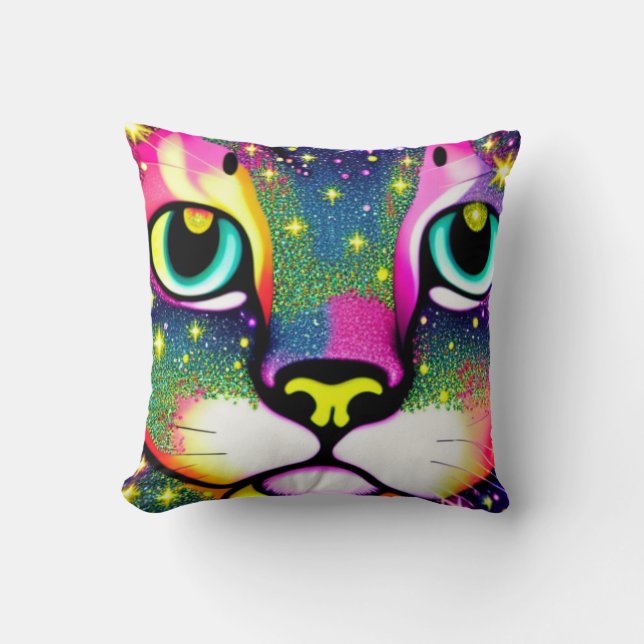 Katzengesicht Naher Pop Art Kissen (Vorderseite)