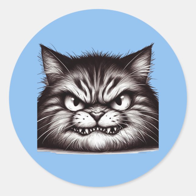 Katzengesicht. Runder Aufkleber (Vorderseite)