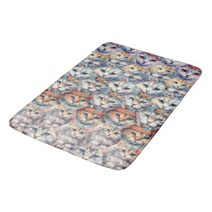 Katzengesichter mit Hexagon-Muster Badematte