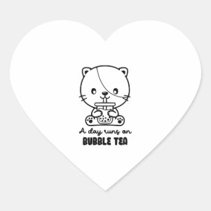 Katzengetränk Blubble Tee, Boba Tea Clipart Herz-Aufkleber