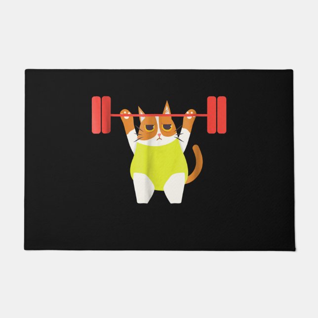 Katzengewicht Lifting Funny Cat Lover Workout Fußmatte (Vorderseite)
