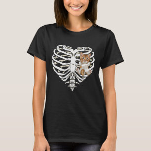 Katzenhahn Herz Skelett Rib Käfig Katzen Halloween T-Shirt