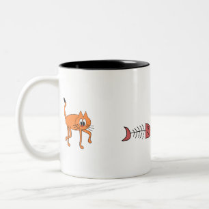 Katzenhai Orange Fish Dead Skeletton Funny Zweifarbige Tasse