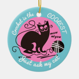 Katzenhäkelarbeithaken-Garn Weihnachtsverzierung Keramik Ornament