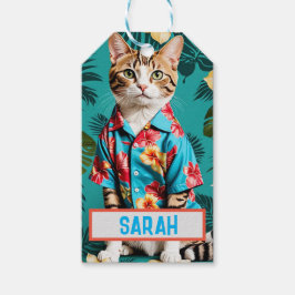 Katzenhawaiianischer Shirt-Aufkleber, Katzenliebha Geschenkanhänger