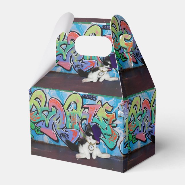 Katzenhöhe...... Kitten und Graffiti Wall Geschenkschachtel (Vorderseite)