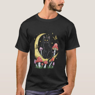 Katzenillustration Pilze Boho Mond Katzen Mütter F T-Shirt