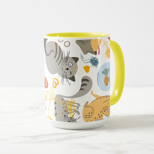 Katzenillustrationskunstwerk Tasse (VorderseiteRechts)