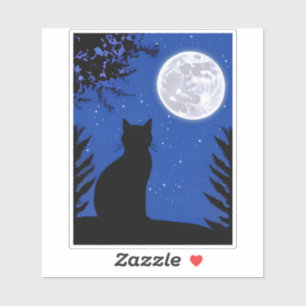 Katzenjacke am Vollmond Aufkleber