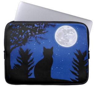Katzenjacke am Vollmond Laptopschutzhülle