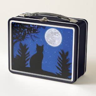 Katzenjacke am Vollmond Metall Brotdose