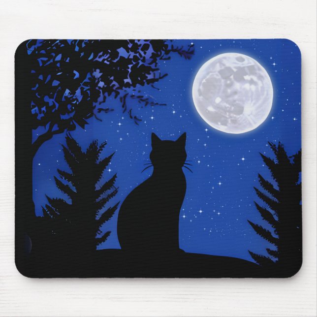 Katzenjacke am Vollmond Mousepad (Vorne)
