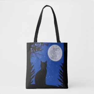 Katzenjacke am Vollmond Tasche