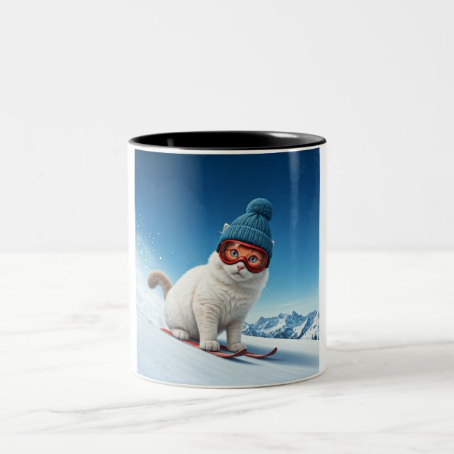 Katzenjacke auf den Pisten: Eine Niedliche, Chilly Zweifarbige Tasse (Mittel)