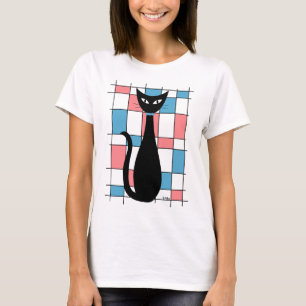 Katzenjacke Mitte des Jahrhunderts mit blauen und T-Shirt